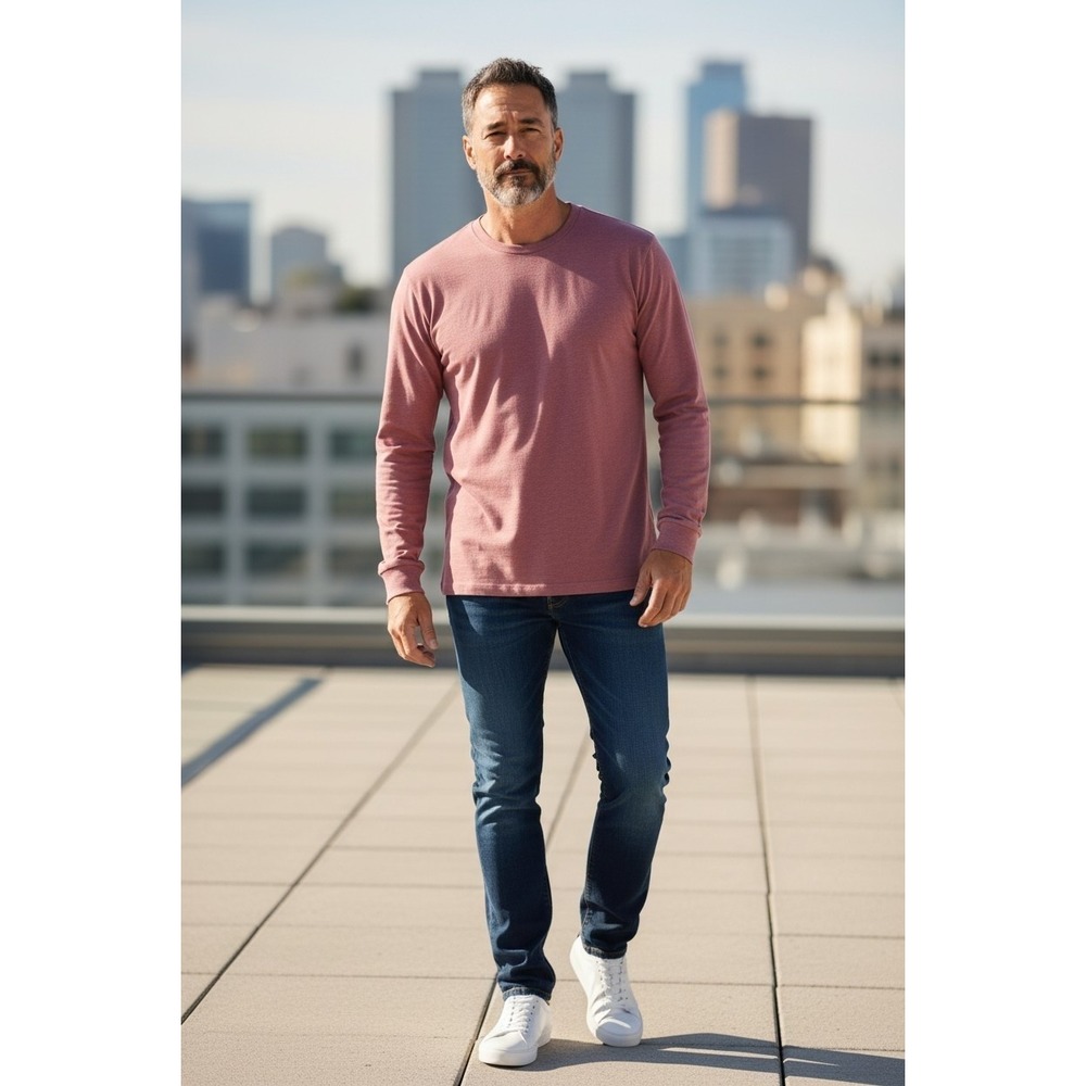 J.Crew Broken-In Long Sleeve T-Shirt Burgundy Heathered washed preppy  SZ L